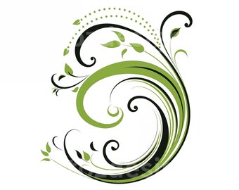 Colorful Flourish Clipart, Floral Swirl Designs (Digital Download)