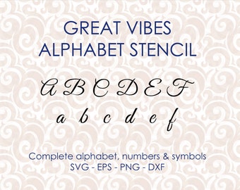 Modern italic letter vector stencil with complete alphabet upper/lowercase, numbers & symbols - Svg png dxf eps digital cutting files #166