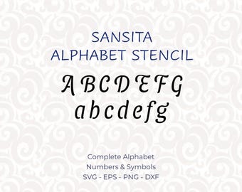Printable Alphabet Stencils, Digital Letter Stencils SVG for Cricut and Laser Cutting, Monogram Font, PNG & DXF - Sansita #230