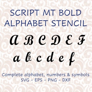 Pochoir vectoriel lettre italique gras avec alphabet complet majuscules/minuscules, chiffres et symboles - Fichiers de découpe numérique Svg png dxf et eps #155