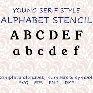 Stencil vettoriale con lettere moderne e minimaliste, alfabeto completo maiuscolo/minuscolo, numeri e simboli Svg png dxf ed eps, file di taglio digitale #279