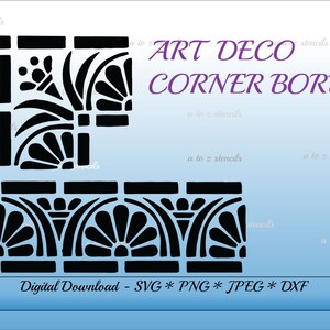 Digital stencil Art Deco corner template SVG PNG DXF Jpeg Clipart Cricut Silhouette instant download