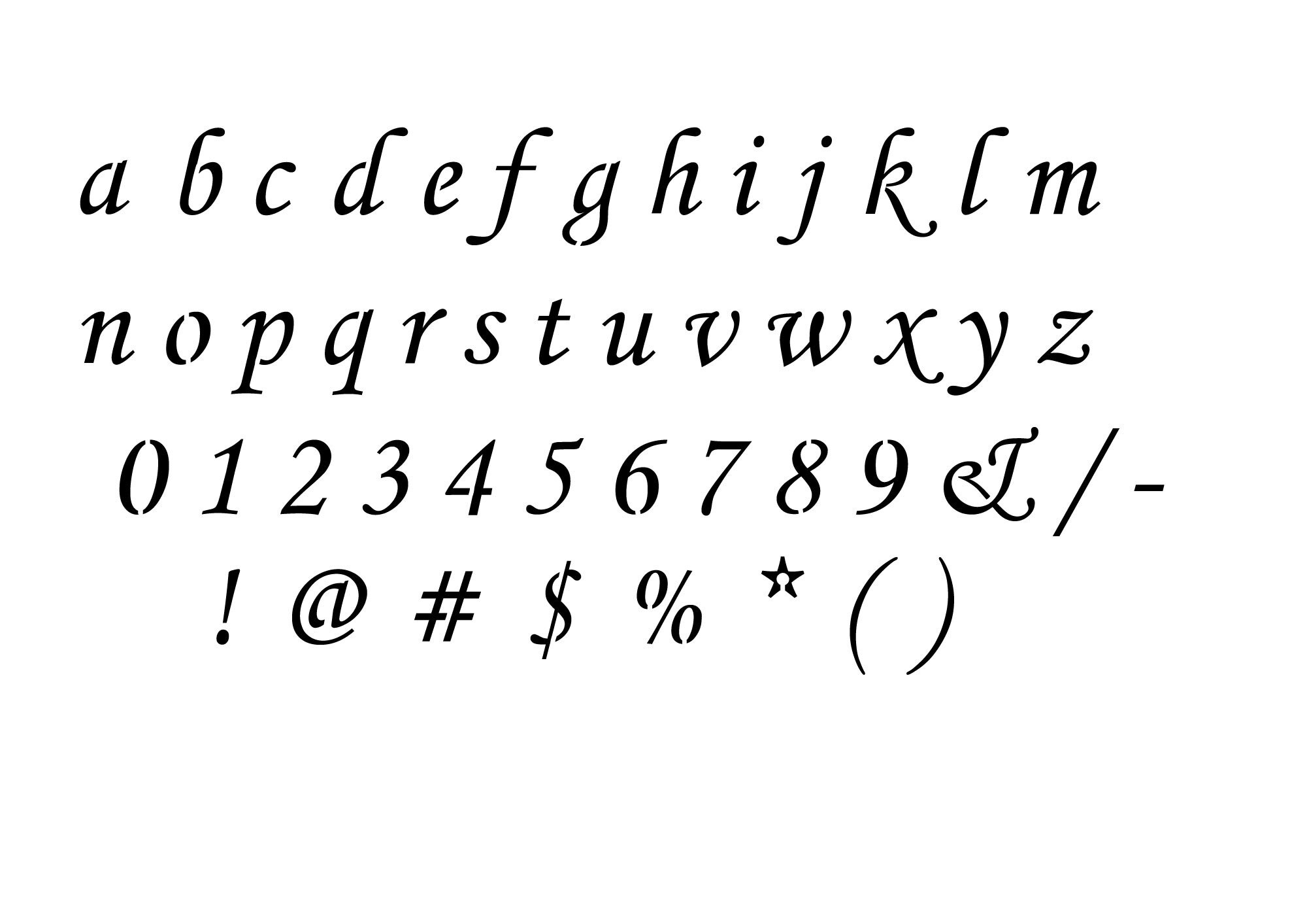 Kursive Bokstaver Alfabetdiagram Calligraphic Kursivt Alfabet Vektor