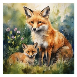 Images clipart aquarelle de mères animaux avec leurs bébés, 10 images jpeg différentes