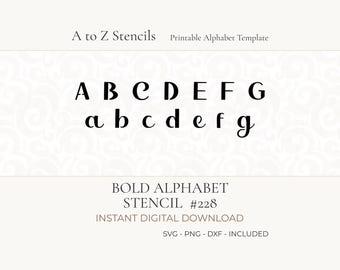 Plantilla de alfabeto en negrita: letras imprimibles para letreros (SVG, PNG, DXF)