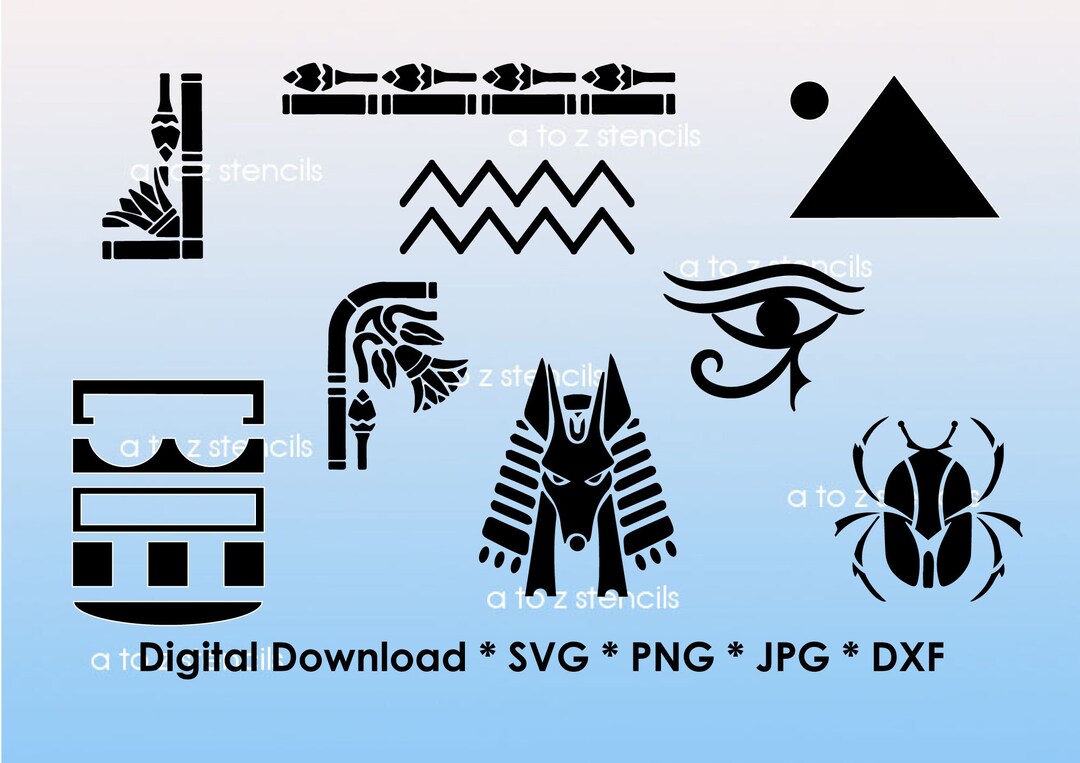 Digital Stencil Egyptian Hieroglyphics Template SVG PNG DXF Jpeg ...