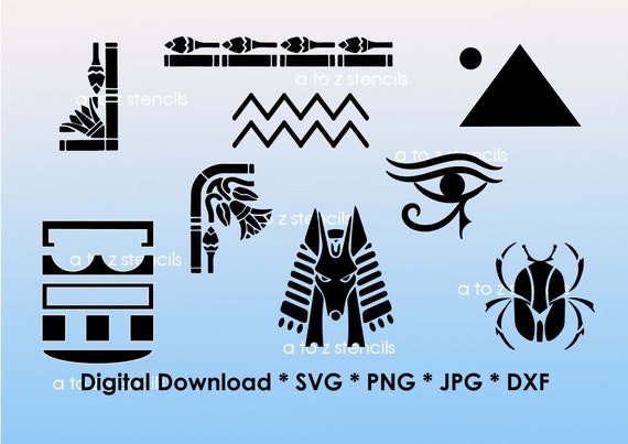 Digital Stencil Egyptian Hieroglyphics Template SVG PNG DXF | Etsy