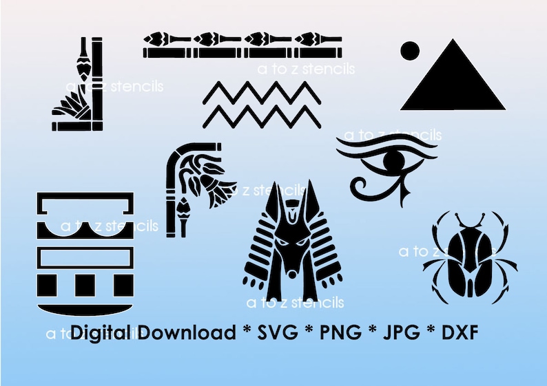 Digital Stencil Egyptian Hieroglyphics Template SVG PNG DXF Etsy