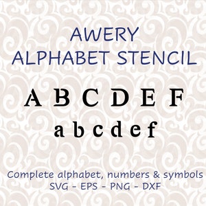Pochoir vectoriel lettre moderne minimaliste alphabet complet majuscules/minuscules, chiffres et symboles Fichiers de découpe numérique Svg png dxf et eps #179