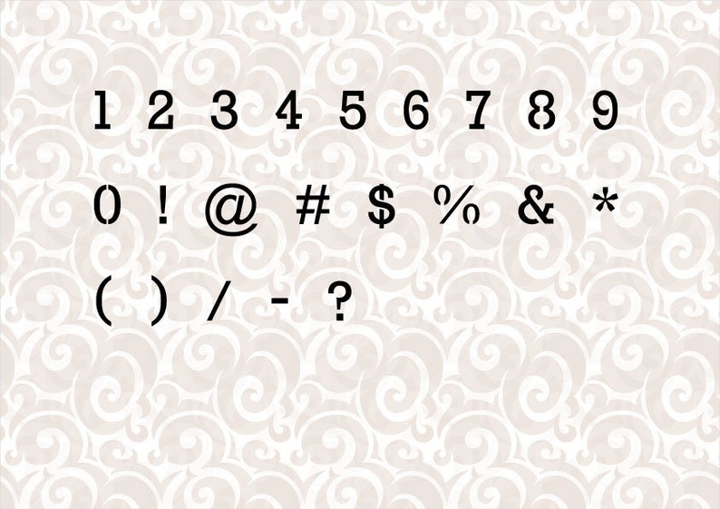 Puede incluir: Imagen en blanco y negro de los n&uacute;meros del 1 al 9, signos de puntuaci&oacute;n y s&iacute;mbolos. La imagen est&aacute; sobre un fondo blanco con un patr&oacute;n de espiral.