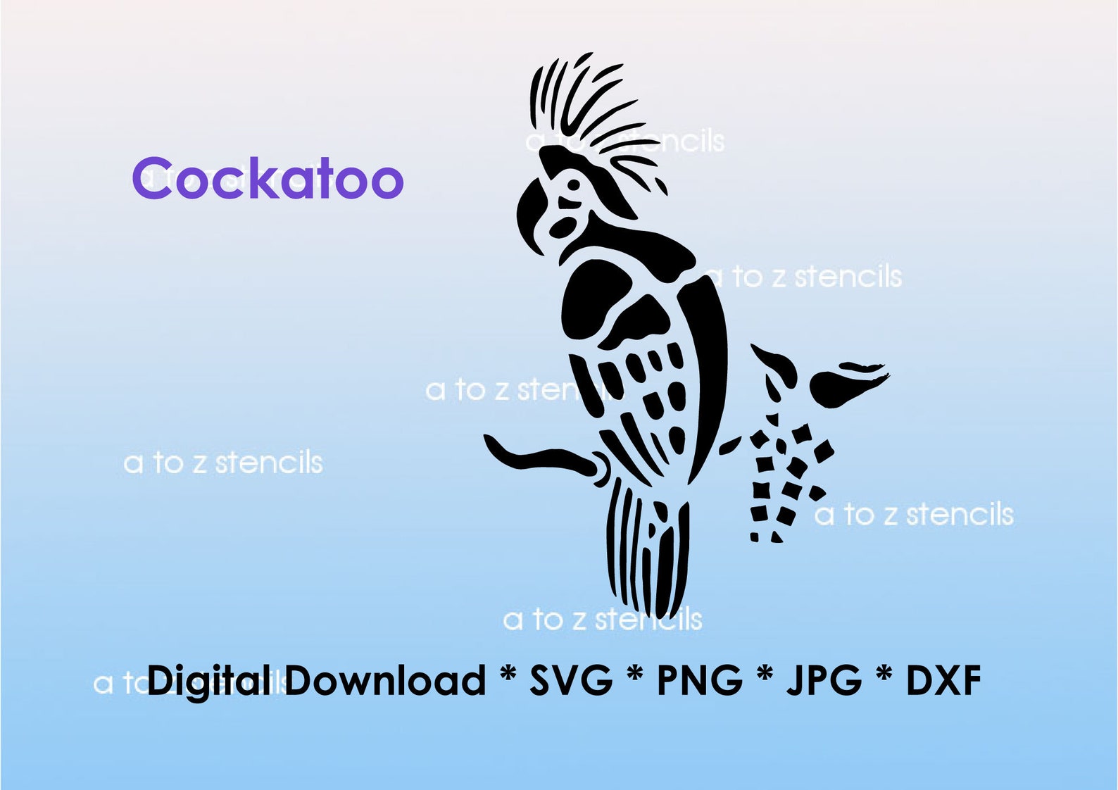 Digital Stencil Cockatoo Bird Template SVG PNG DXF Jpeg - Etsy