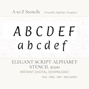 Printable Alphabet Stencils, Digital Letter Stencils SVG for Cricut and Laser Cutting, Monogram Font, PNG & DXF