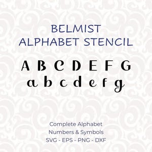 Utskrivbara alfabetsschabloner, digitala bokstavsschabloner SVG för Cricut och laserskärning, monogramtypsnitt, PNG och DXF - Belmist #228