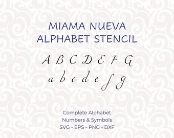 Printable Alphabet Stencils, Digital Letter Stencils SVG for Cricut and Laser Cutting, Monogram Font, PNG & DXF - Miama nueva #165