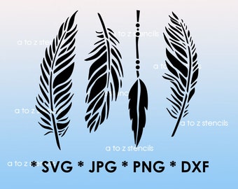 Plantilla digital de plumas en formato SVG, PNG, DXF y JPEG para Cricut y Silhouette (descarga instantánea).