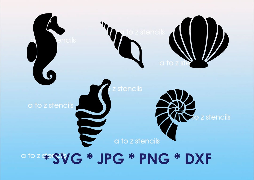 Digital Stencil Sea Shells Template Ocean Theme SVG PNG DXF - Etsy