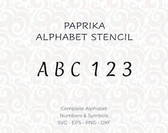 Printable Alphabet Stencils, Digital Letter Stencils SVG for Cricut and Laser Cutting, Monogram Font, PNG & DXF - Paprika #200