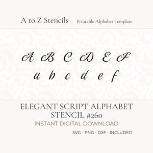 Italic stencil reusable script digital download vector based template laser ready printable letters  complete alphabet set png svg dxf