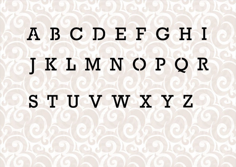 Puede incluir: Letras del alfabeto en blanco y negro de la A a la Z en una fuente simple y de bloque. Las letras se muestran sobre un fondo blanco con un patr&oacute;n de espiral.
