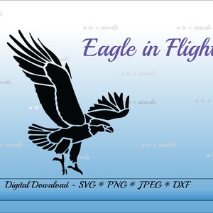Digital stencil eagle in fight template SVG PNG DXF Jpeg Clipart Cricut Silhouette instant download