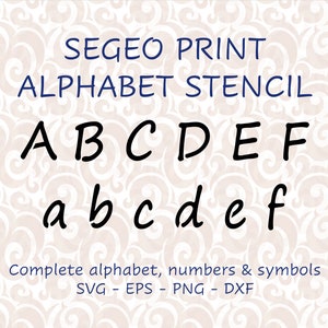 Bold italic letter vector stencil with complete alphabet of upper/lowercase, numbers & symbols - Svg png dxf and eps digital cutting files