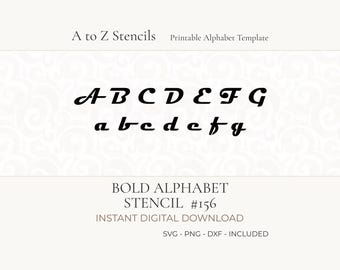 Plantilla digital elegante y reutilizable en cursiva, lista para imprimir con láser, con letras completas del alfabeto en formato PNG, SVG y DXF.