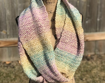 SPRING CLEARANCE! Wonderful light weight soft rainbow infinity scarf! Pastel colored rainbow circle scarf! Free shipping! Mother's Day!