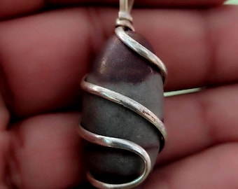 Narmada Shivling Pendant Narmadeshwar Shiv Lingam Locket Stone Pendant in pure silver wire