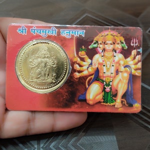 Shri Panchmukhi Hanuman Pocket Coin Yantra ATM Card Yantra pour protection et porte-bonheur