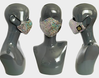 Mirror Mask | Rave Mask | Holographic Face Mask | Bling Mask | Glitter | Face Mask | Washable | Adjustable | Iridescent | Ninja Mask