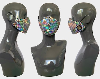 Sequin Face Mask | Bling Face Mask | Rave Face Mask | Sparkle Face Mask | Holographic Face Mask | Fashion Mask | Rave Mask | Reusable Mask