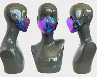 Rave Mask | Face Mask | Holographic Face Mask | Bling Mask | Glitter Face Mask | Washable | Adjustable | Iridescent Face Mask | Ninja Mask