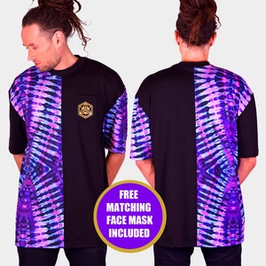 Tie Dye Purple Shirt | Tie Dye T-Shirt | Purple Tie Dye Shirt| Men&#39;s Festival Clothing | Mens Rave Clothing | Tall Tee | Pocket Tee