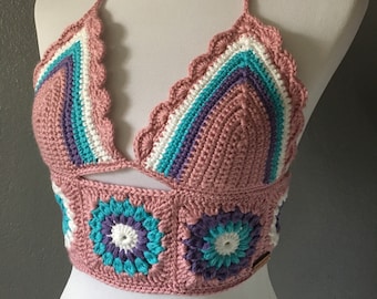 Cotton Candy Sunflower Crochet Top