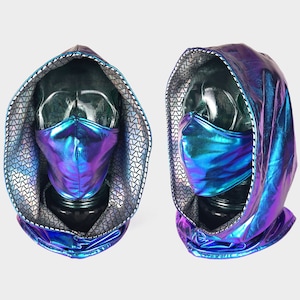 Reversible Festival Hood | Face Mask | Rave Mask | Rave Hood | Bling Face Mask | Festival Hood | Ninja Hood | Hood Mask | Face Hood