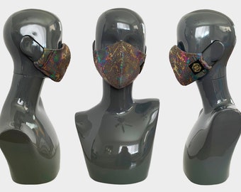 Iridescent Face Mask | Bling Face Mask | Holographic Face Mask | Snakeskin | Rave Mask  | Washable | Reusable | Ninja Mask | Adjustable