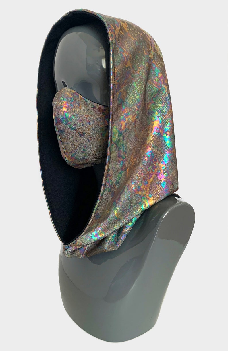 Iridescent Festival Hood | Iridescent Face Mask | Rave Mask | Rave Hood ...