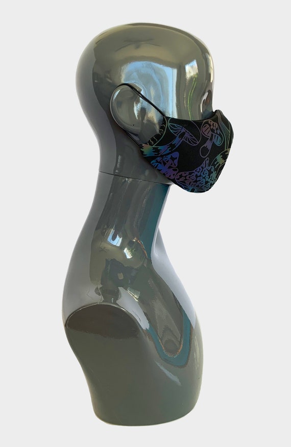 Reflective Festival Hood | Reversible Mushroom Hood |  Face Mask | Rave Mask | Rave Hood | Festival Hood | Ninja Hood | Face Hood
