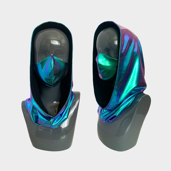 Rave Hood | Festival Hood | Reversible | Holographic Hood  display picture 1