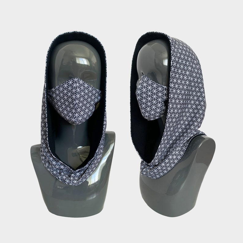 Sacred Geometry Festival Hood Face Mask Rave Mask Rave | Etsy