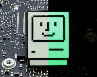 Glow-in-the-dark Happy Mac Enamel Pin / Magnet