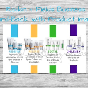 Rodan + Fields Business Card-Back with product images