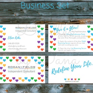 Rodan and  Fields business card, mini facial, and thank you card- Rodan and Fields combo set