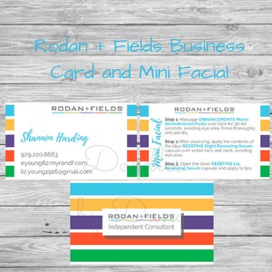 Rodan and Fields Business Card and Mini Facial Card Combo- Printable - Digital File