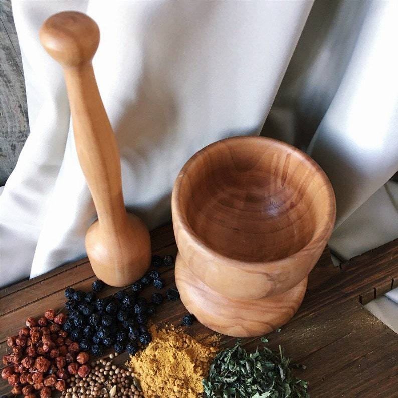 Wooden Mortar and Pestle Set Kitchen pestle Kitchen Decor Etsy