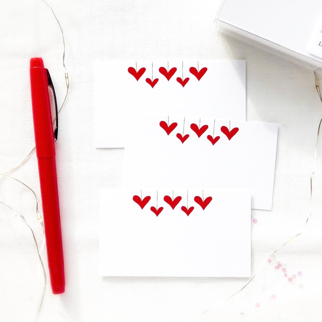 Red Heart Note Card Mini Heart Note Card Set - Gift Tags, Enclosure Cards - Boxed - Etsy