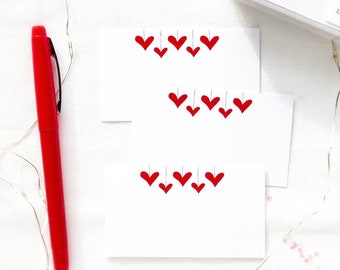 string heart mini note card set with envelopes boxed