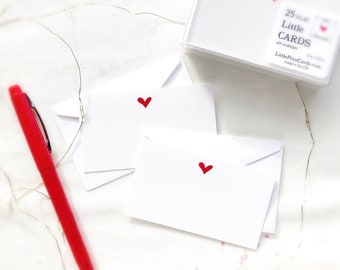 heart mini note card set with envelopes boxed