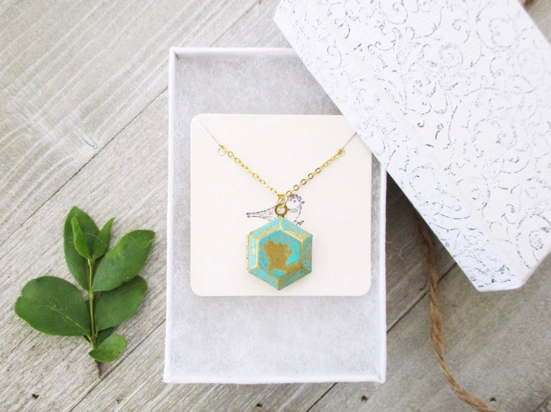 gift gold geometric locket necklace jewelry