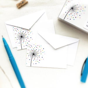 Mini dandelion cards with envelopes boxed - make a wish